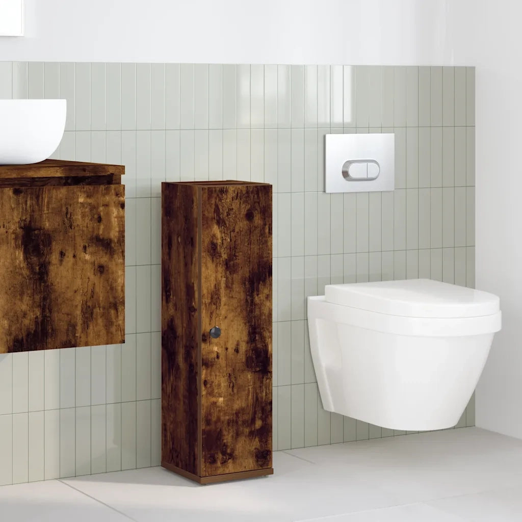 Mobile da Bagno | Armadio da bagno con Portarotolo Rovere Fumo 20,5x22x72 cm