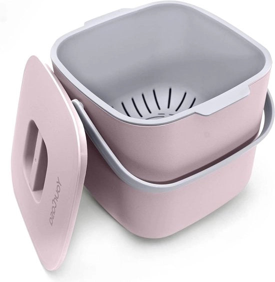 Afvalemmer biologico per cucina - 7 litri - Compostemmer per rifiuti biologici quotidiani - Resistentente al lavastoviglie - Imbottito contro gli odori - Set di fori - Piccola cassetta per rifiuti biologici con coperchio.