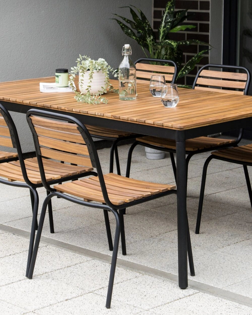 Set di 6 sedie da giardino in legno di acacia chiaro da esterno in stile rustico