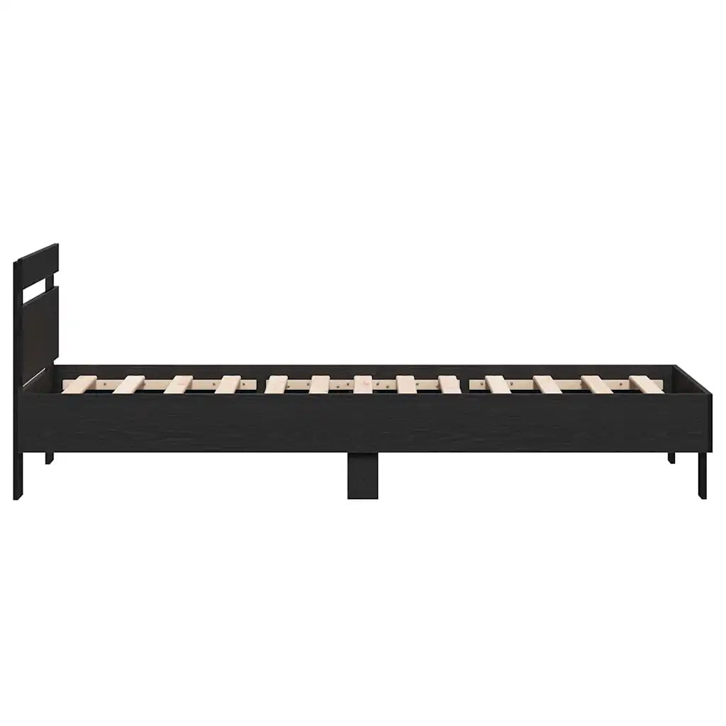 Struttura del letto con testiera Rovere Nero 203 x 95 x 70 cm 874114