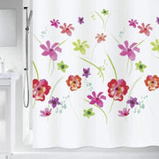 Douchegordijn antischiuma - antibatterico e impermeabile - lavabile poliestere - Meadow 180x200cm bianco con fiori