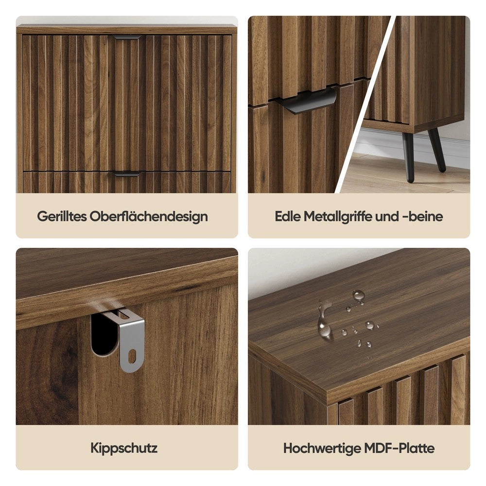 Scarpiera in Legno di Noce ¨C MINIMAL ¨C 60 cm, 2 Ante Ribaltabili, Design Moderno per Ingresso