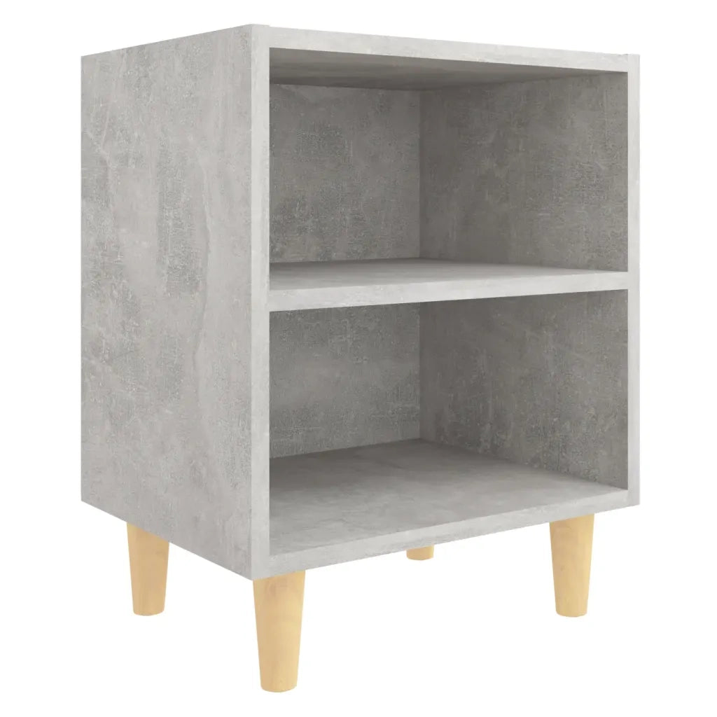 Comodini Gambe in Legno Massello 2pz Grigio Cemento 40x30x50 cm 805788
