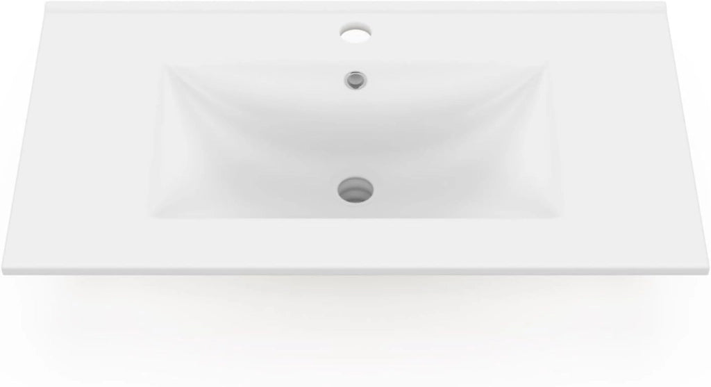 IDMarket - Lavabo rettangolare da incasso in ceramica bianca L. 81 x L. 46 x H. 17 cm