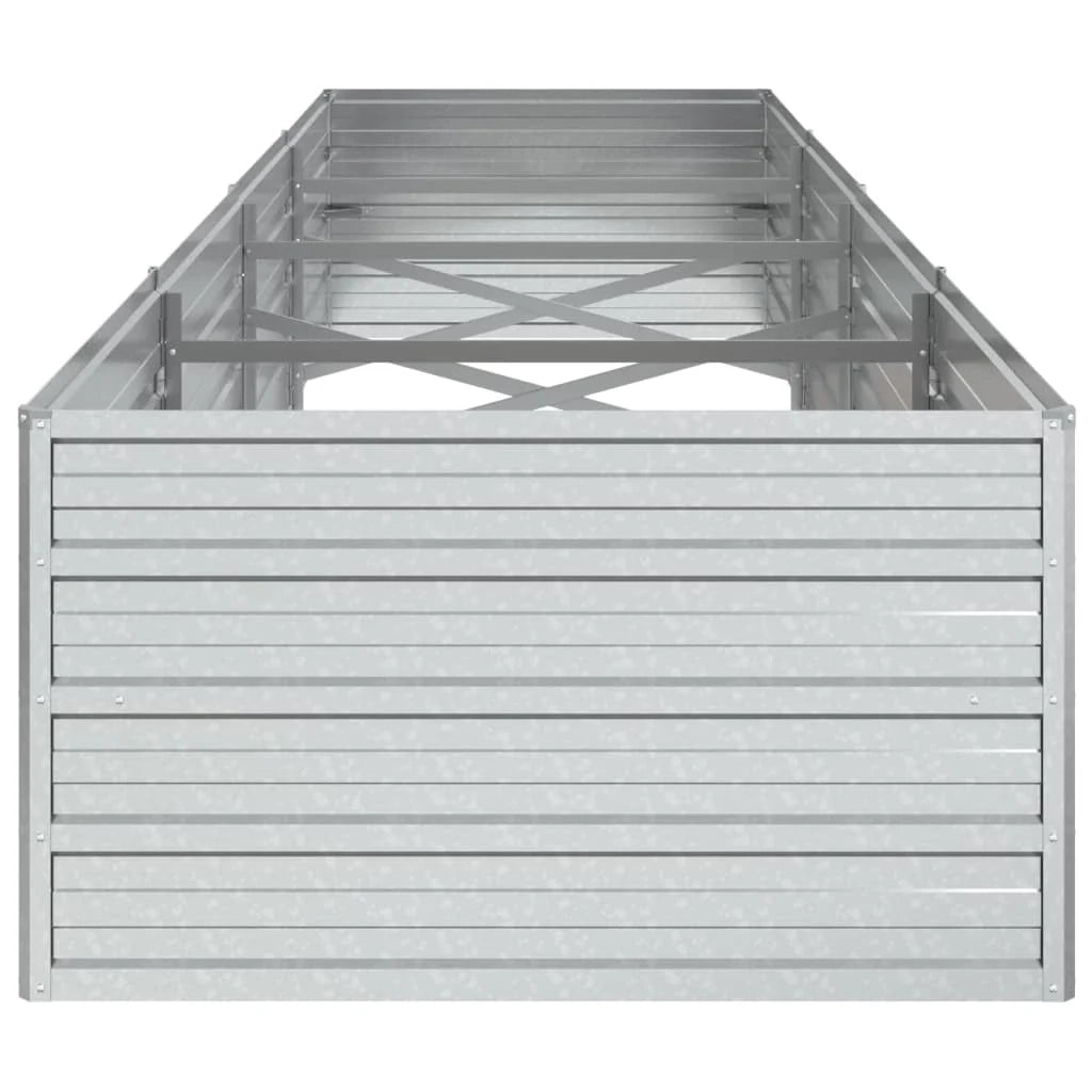Fioriera rialzata per piante fiori patio giardino 320 x 80 x 45 cm acciaio zincato argento 02_0039433