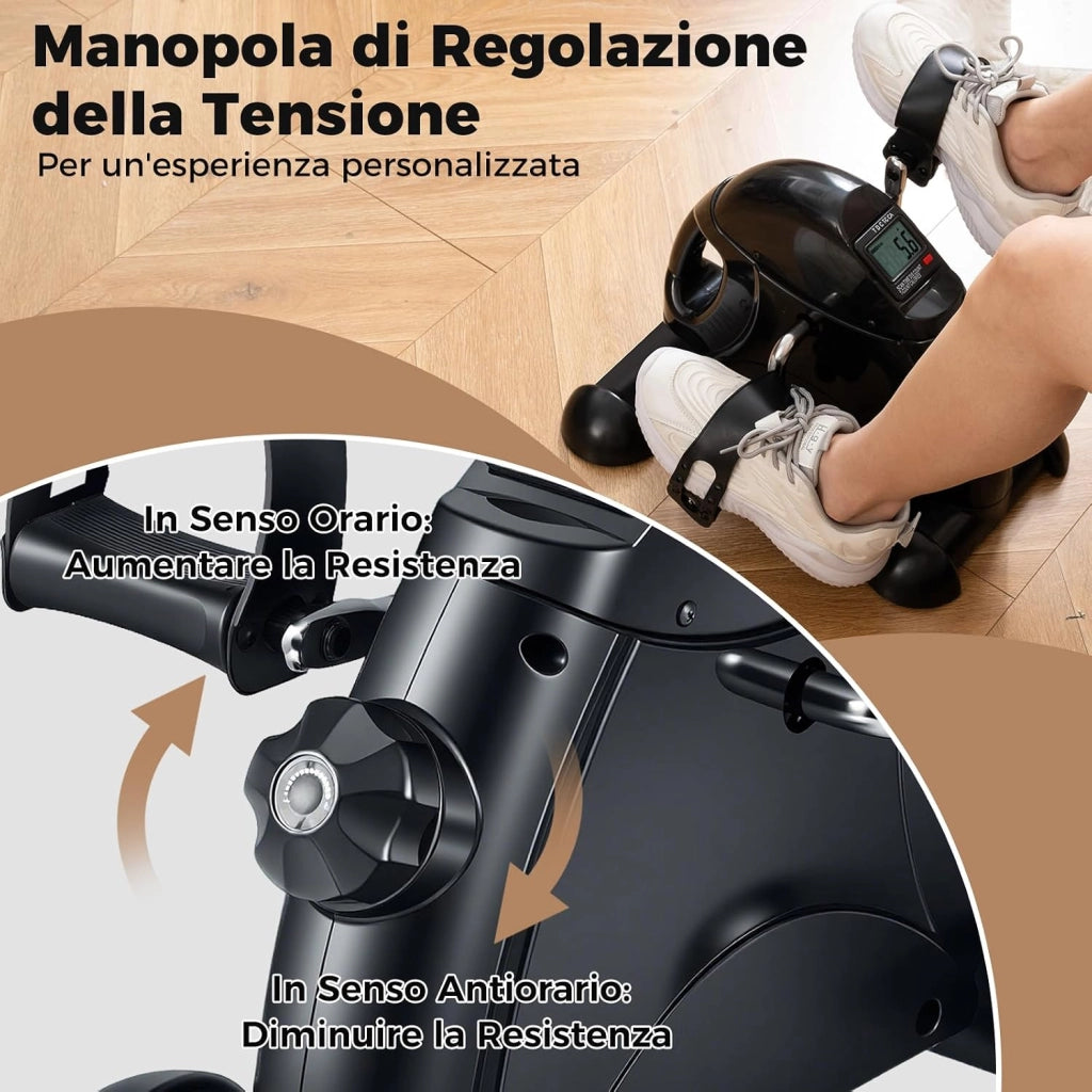 Mini Cyclette, Macchina Portatile per Pedaliere Braccia e Gambe con Display LCD, Cyclette sotto Scrivania da Interno per Allenamento, Portata 100 kg