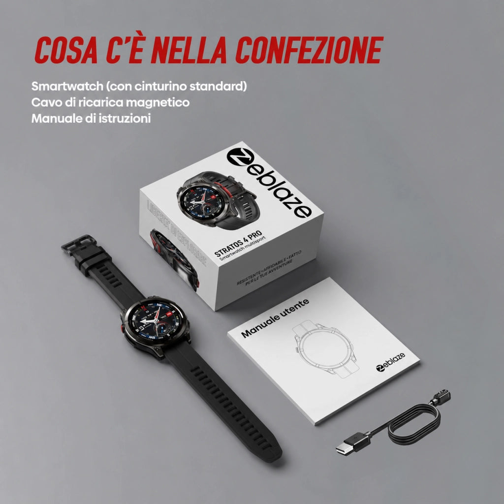 Smartwatch Orologio Intelligente con GPS; chiamate Bluetooth; schermo AMOLED da 1;43"; torcia; impermeabile 5 ATM - nero