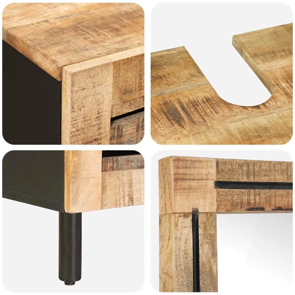 Set di Armadi da Bagno con porta 2 pcs Legno di mango massello 3310165