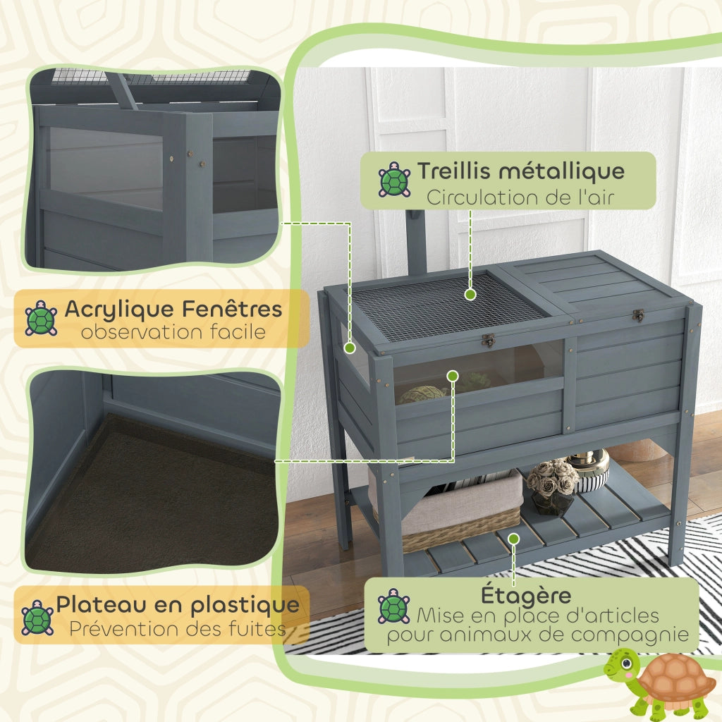 Recinto per Tartarughe con Scaffale Legno ¨C zephmum ¨C 103x84x51 cm