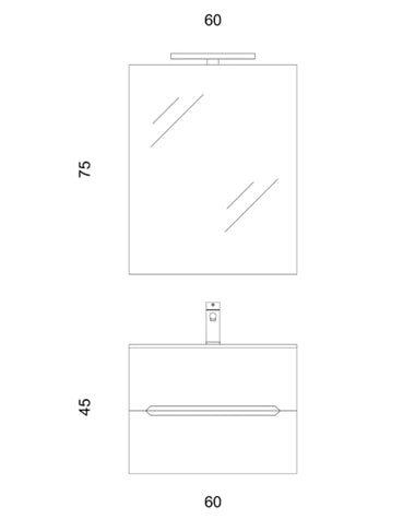 Composizione mobile bagno sospeso con cassetti cm 60 mod. TALIA - Larice Bianco