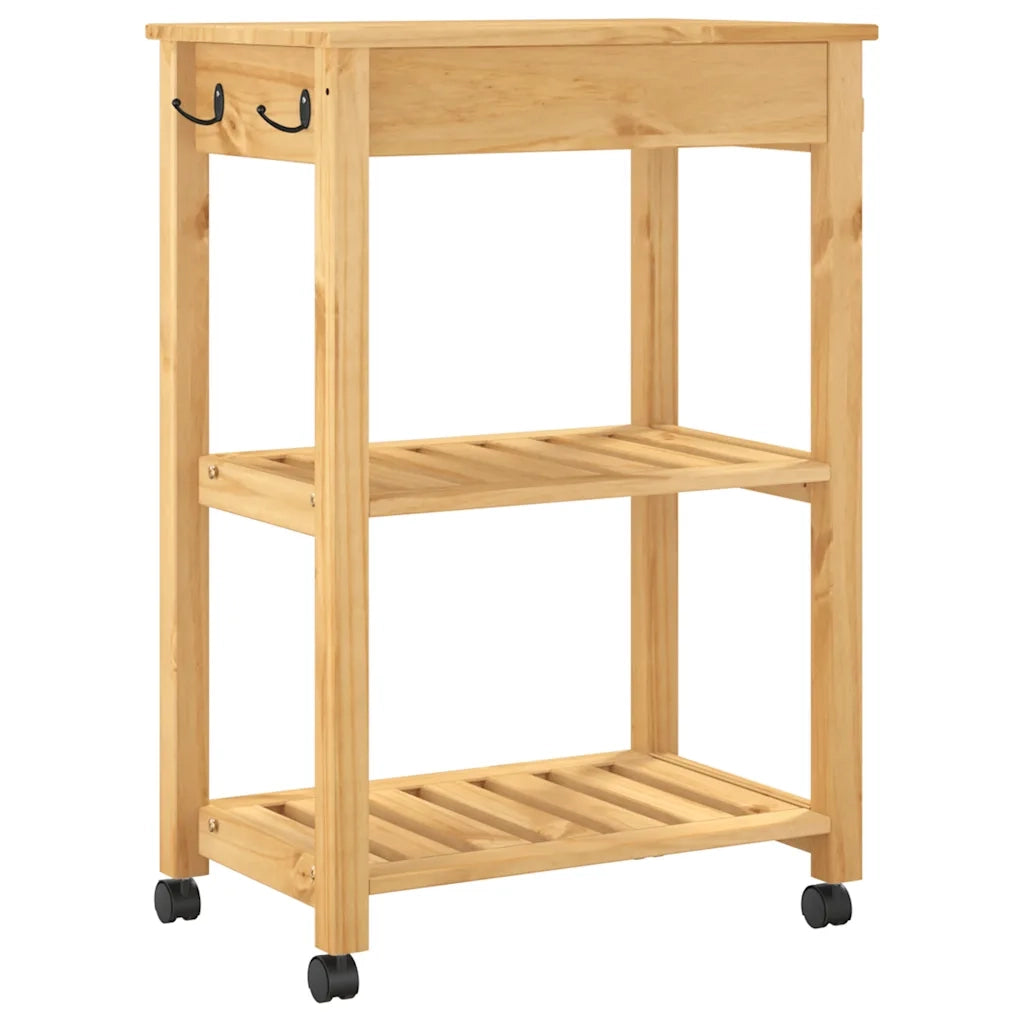 Carrello da Cucina MONZA 60x40x88,5 cm in Legno Massello di Pino 376091