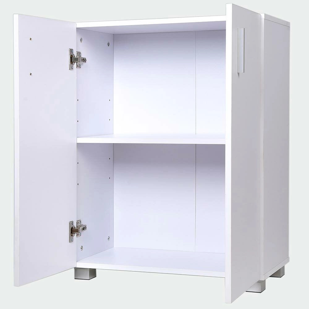 Mobile Madia con Doppia Anta 2 Ripiani Mobiletto Credenza Cucina Bagno Bianco