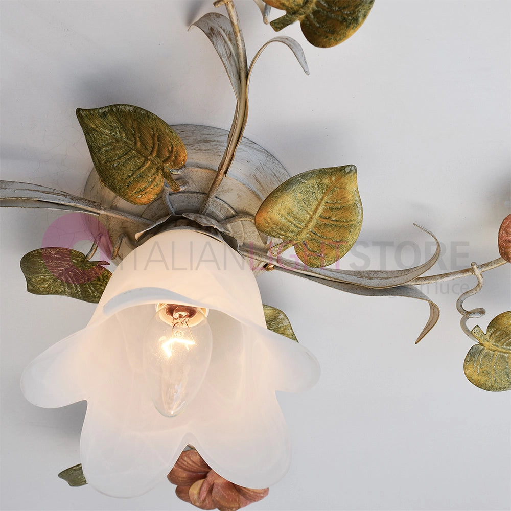 SPRING Plafoniera a 1 Luce in Ferro Decorato Stile Floreale