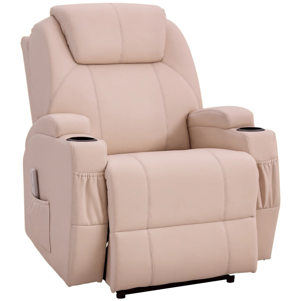 Poltrona Relax Massaggiante Elettrica Reclinabile ¨C zephmum ¨C Tessuto Cr¨¨me