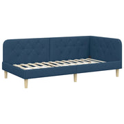 Letto singolo | Letto per adulti | Cornice del letto ad angolo Blu 90 x 200 cm Tessuto