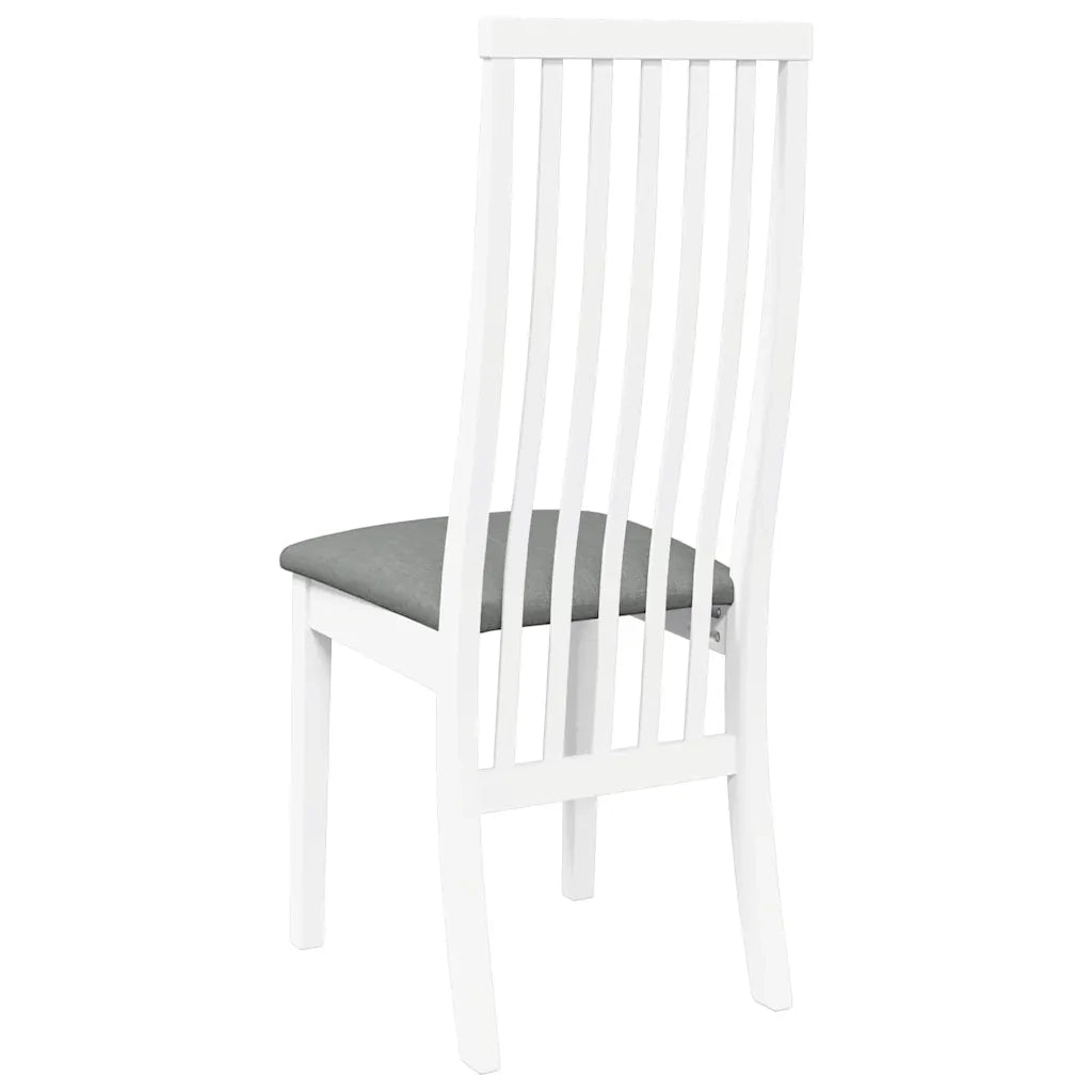 Sedie da Pranzo con Cuscini 2 pz Bianco Legno Massello di Hevea
