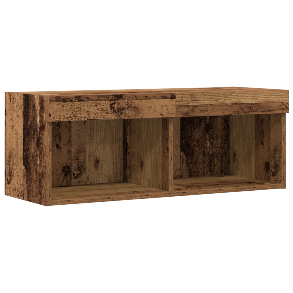 Mobile TV  con luci LED in legno vecchio 80x30x30 cm