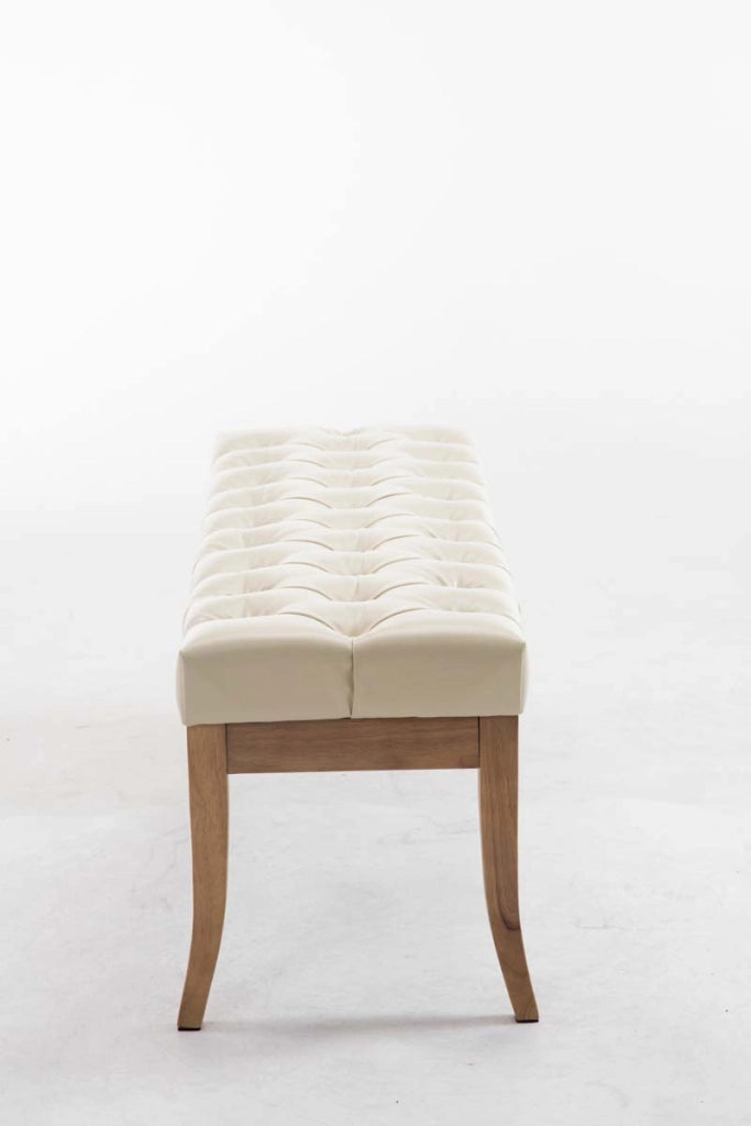 Panca design RAMSES in similpelle e legno chiaro antico crema,120 cm