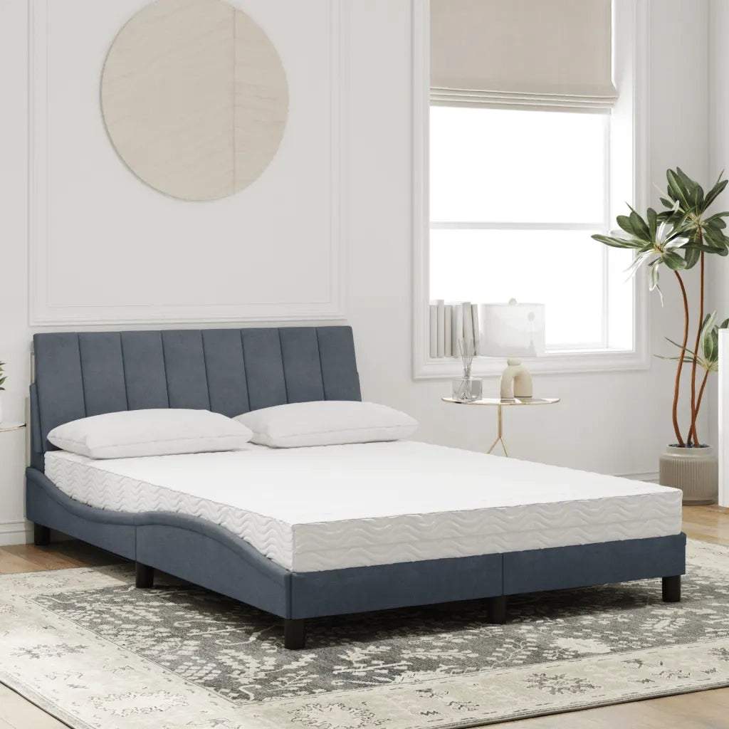 Letto con Materasso Grigio Scuro 140x190 cm in Velluto