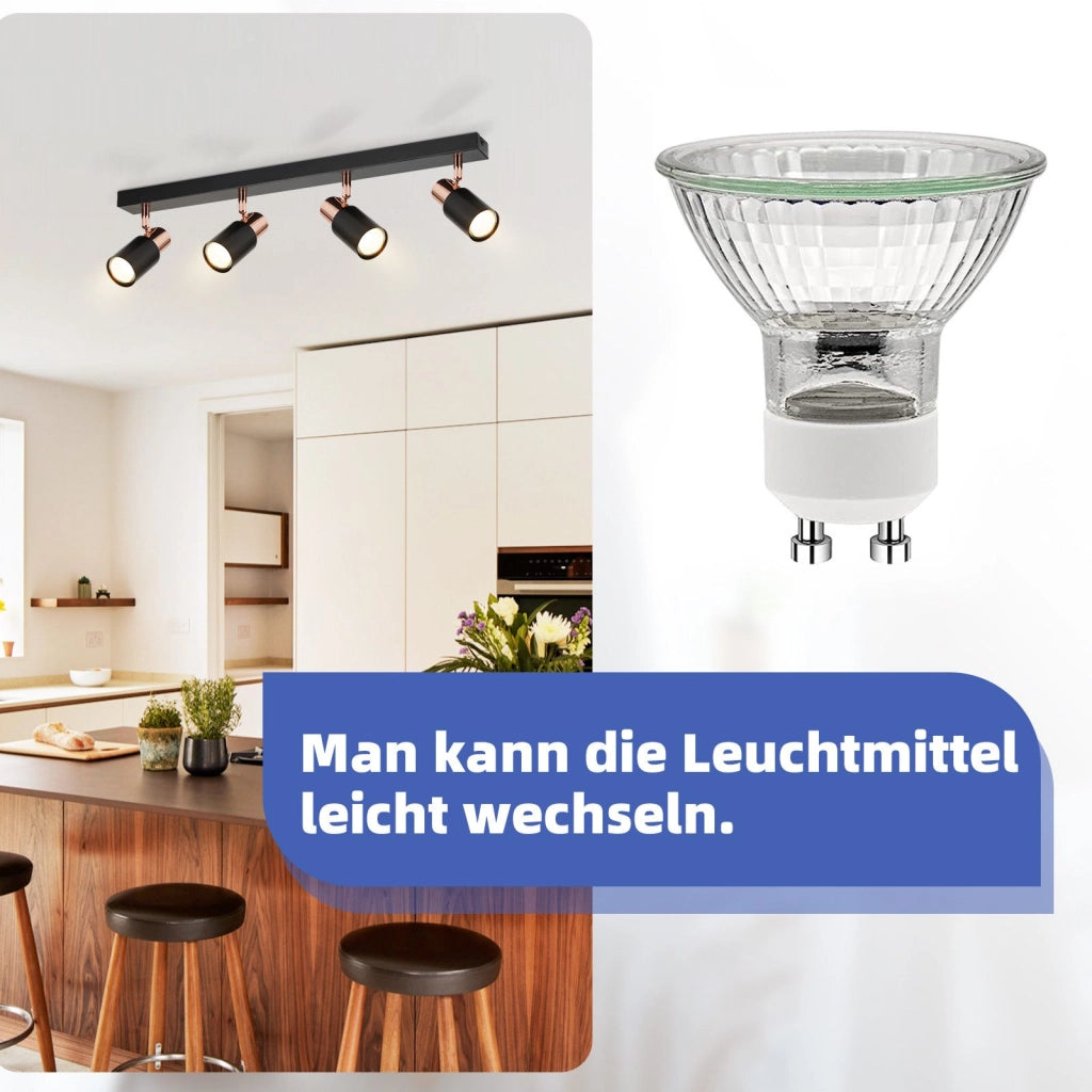 ZMH Lampada da soffitto 4 faretti GU10 orientabili 355° moderna plafoniera per cucina
