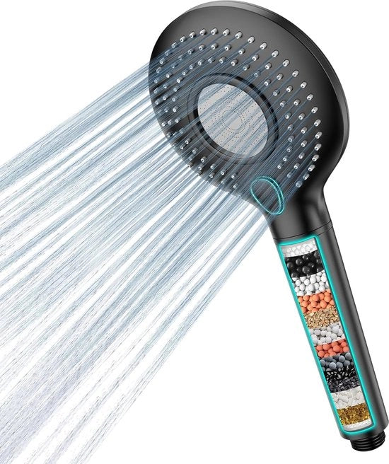 Douchekop con filtro - doccia ad alta pressione - 1 pezzo - bianco - plastica