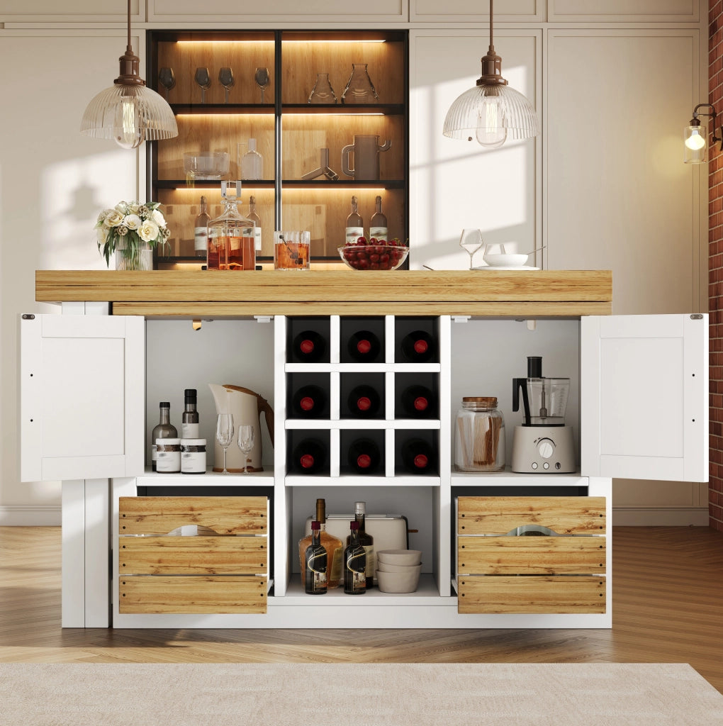 Tavolo da pranzo estensibile con sideboard bianco
