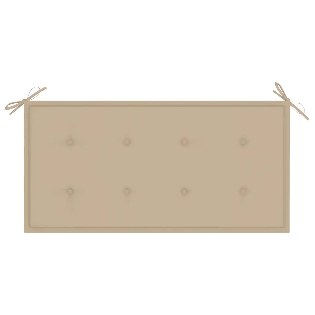Panca da Giardino con Cuscino Beige 112 cm in Legno di Teak