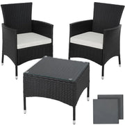 Set di mobili da giardino in vimini sintetico a 2 posti con 2 set di coperture nere 2108068