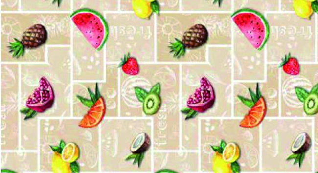 TOVAGLIATO IN PVC FANTASTIK FRUTTA 1074-1  Rotolo cm.140 (H) x 20 mt (L)