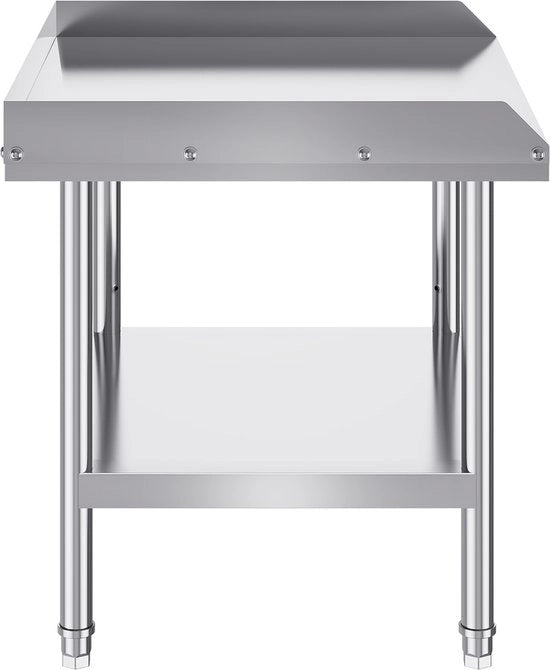 Tavolo di lavoro in rame - Tavolo di preparazione - Spatrand 3 lati (spatola) - Pedane regolabili - Dimensioni 610 x 711 x 660 mm - Horeca