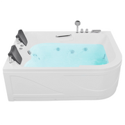 Vasca Idromassaggio Acrilico Bianco 170 x 119 cm Luci LED Subacquee Curvo versione destra Doppio Idromassaggio