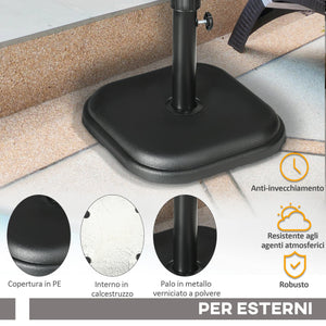Base per Ombrellone da Giardino in Plastica e Cemento da 11kg 36x36x31cm Nero