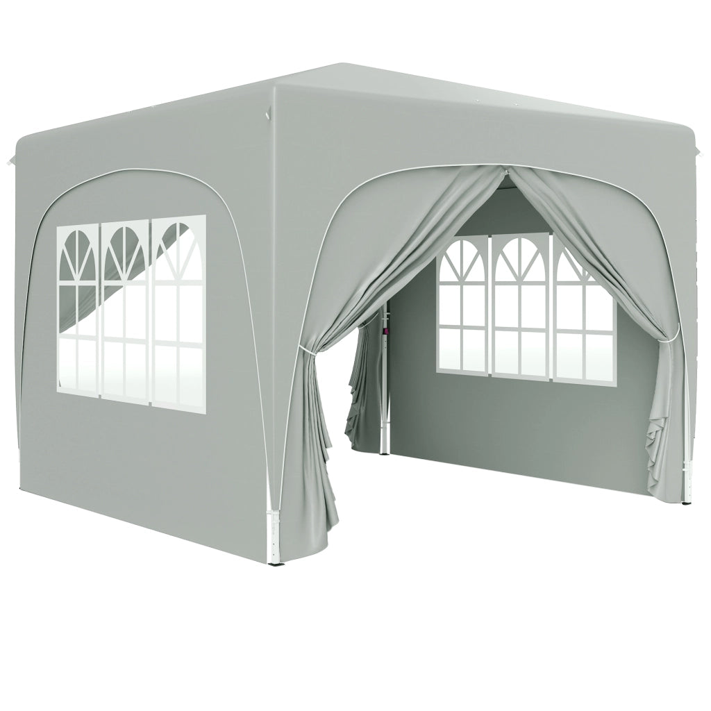 Gazebo 3x3m gazebo pieghevole invernale resistente all'acqua stabile protezione UV 50+ tenda da giardino pieghevole con 4 pannelli laterali gazebo da giardino per il campeggio grigio chiaro