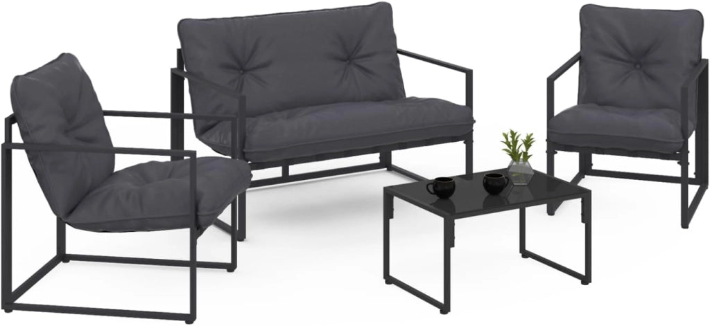 Nairobi Set di mobili da Giardino Bassi a 4 posti in Acciaio Grigio Antracite
