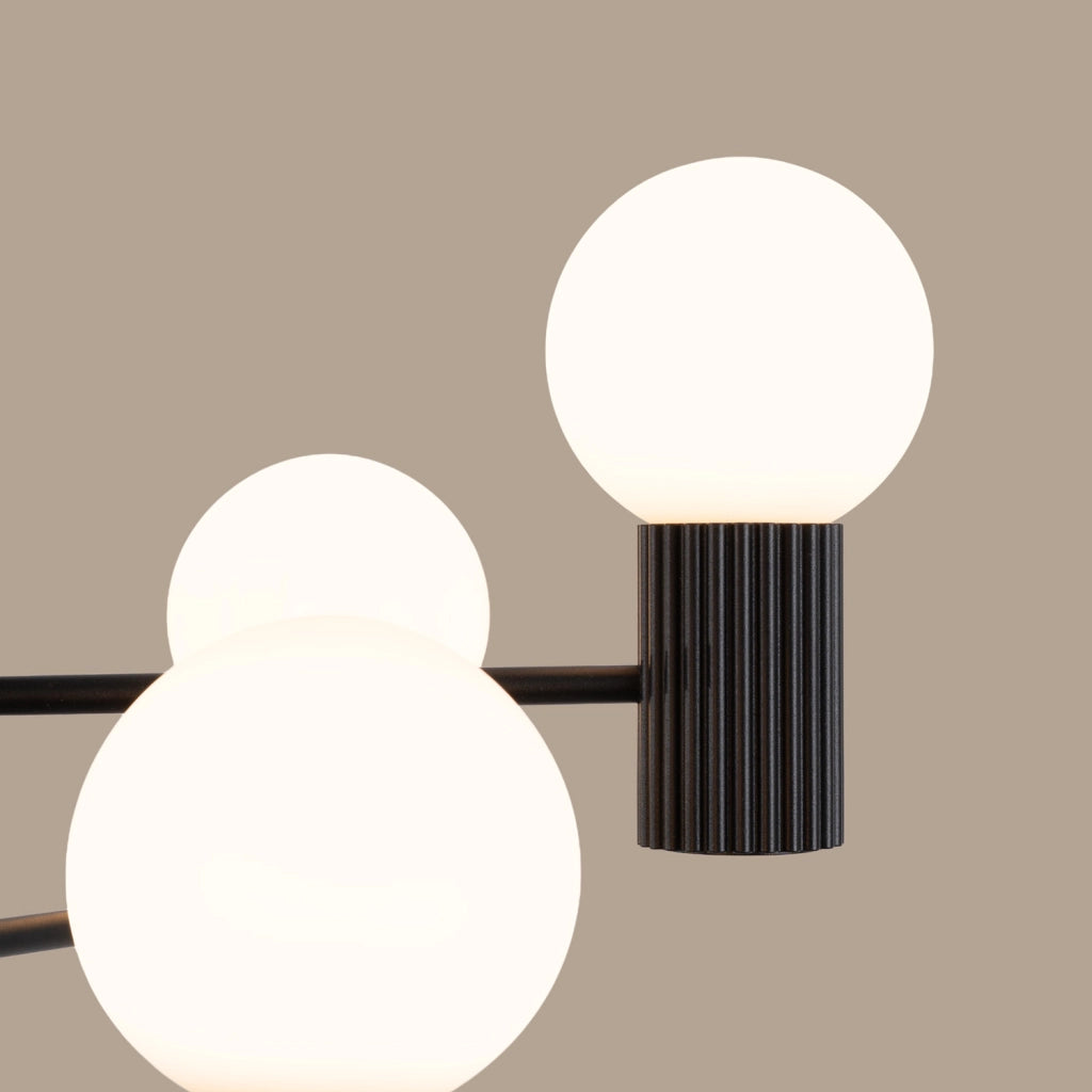 Lampadario moderno nero 6 luci sfere vetro G9 SFERA