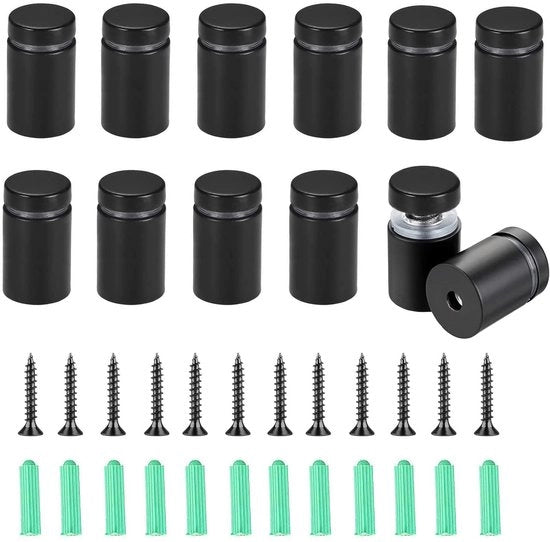 Viti di attacco per parete 12 set - 19 x 26 mm - Montaggio per parete - Viti per piatti in vetro - Viti per quadri in acrilico - Adatti per uso interno/esterno - Viti per attacco