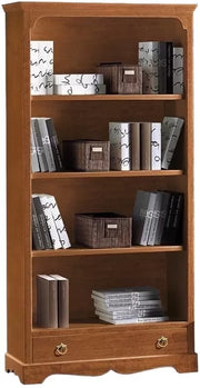 Libreria classica 4 ripiani 1 cassetto, tinta noce cm 94x36x189h (312) - Mobili 2G