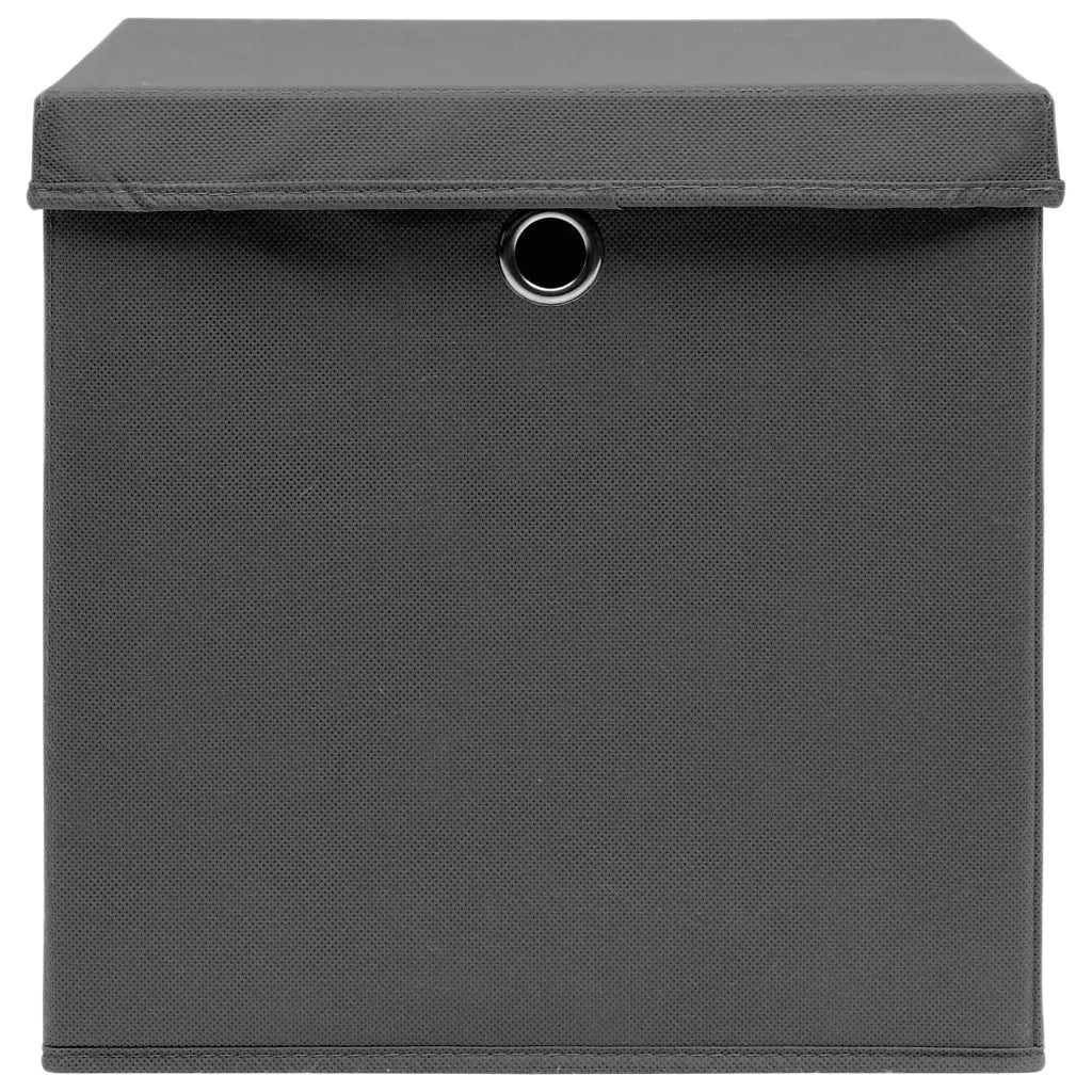 Contenitori con Coperchi 10 pz 28x28x28 cm Grigio 325194