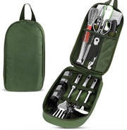 Set di Organizzazione per Viaggio 12 Stck con Cucchiaio e Spatola in Silicone Multifunzionale, Coperchio e Tasca Impermeabile per Accessori da Campeggio.