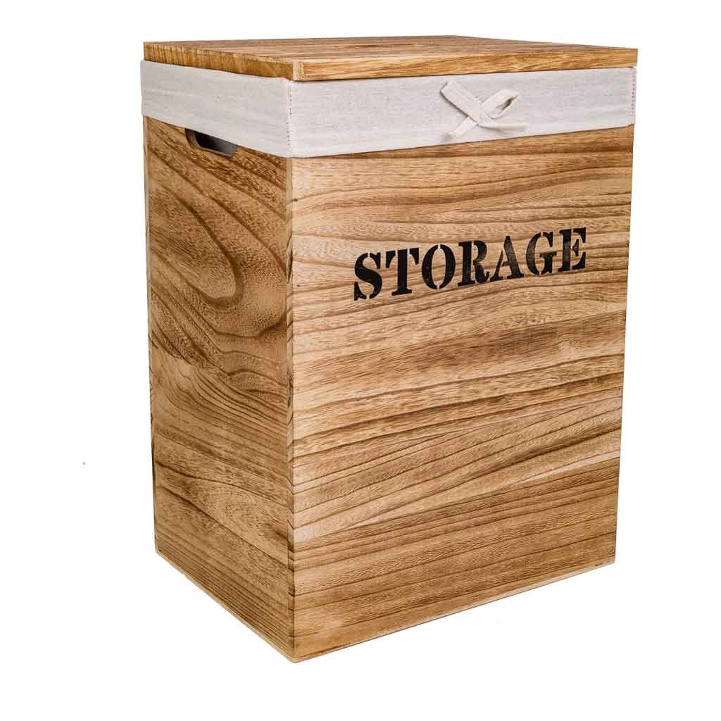 Set di 2 cesti per la biancheria in legno 40x30x54-34x26x47
