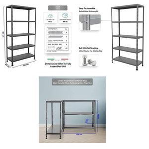 Scaffale in Metallo 5 Ripiani 100x40x187 cm  Ettore Antracite