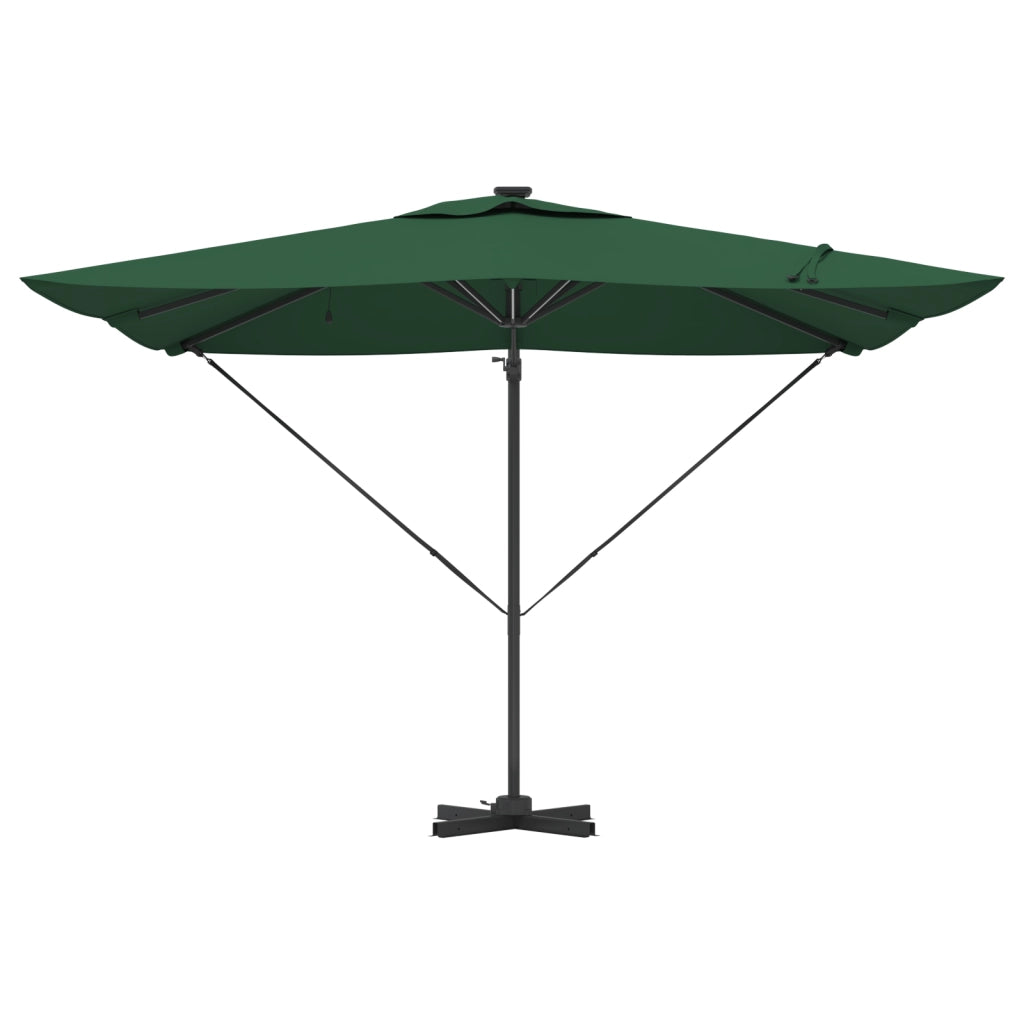 Ombrellone a Sbalzo Roma con LED Verde 286x285x270 cm Alluminio