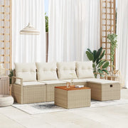 Set Divano da Giardino con cuscino 6 pcs Beige polyrattan