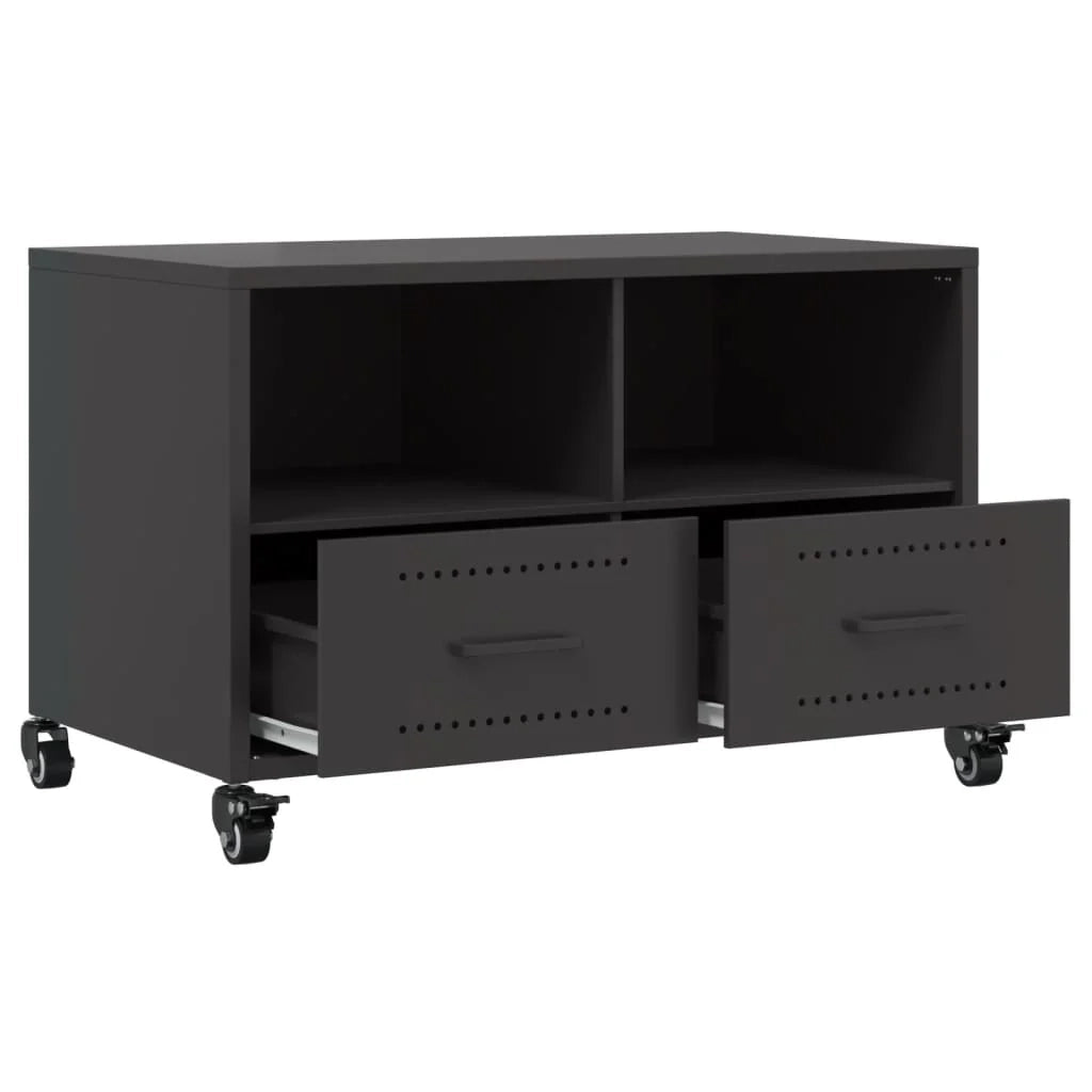 Mobile TV multimediale mensola TV credenza TV adatto per sala da pranzo soggiorno camera da letto 68 x 39 x 43,5 cm acciaio nero 02_0026153