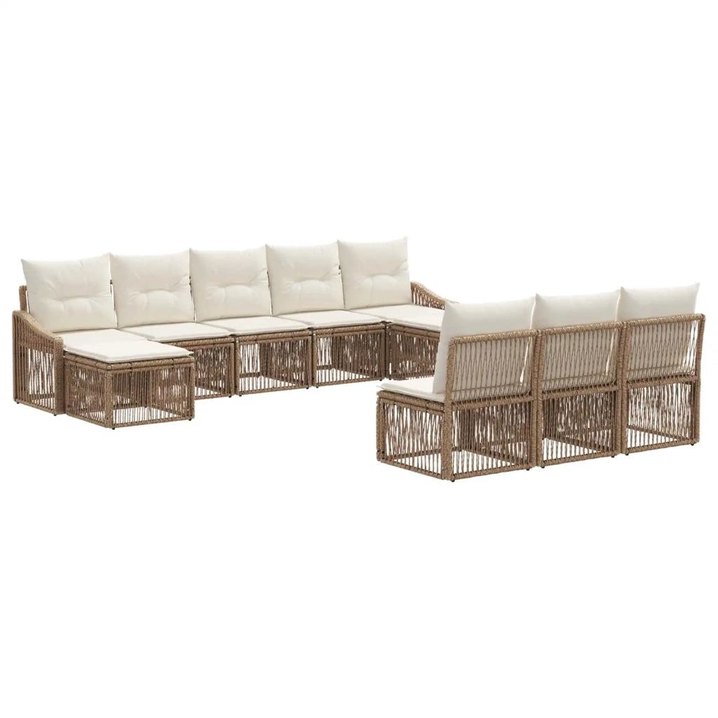 Set Divano da Giardino 10 pcs Beige polyrattan 3436128