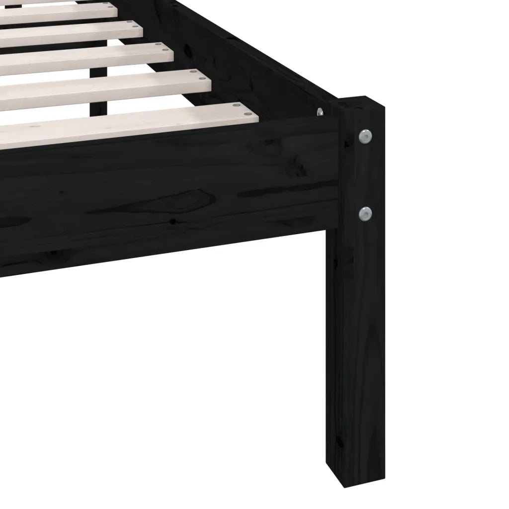 Giroletto-Struttura Letto Nero in Legno Massello di Pino 140x200 cm 107778