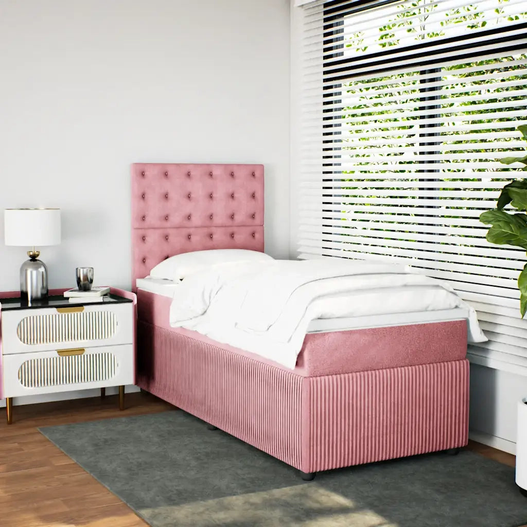 Giroletto a Molle con Materasso Rosa 90x190 cm in Velluto