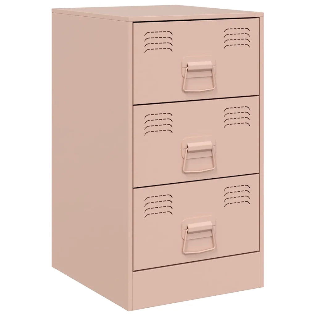 Comodino | Armadio da Notte | Mobiletto da notte Rosa 34,5x39x62 cm in Acciaio
