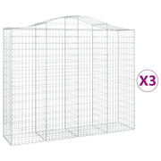 Cestini gabbioni recinzione a gabbia muro di contenimento ad arco 3 pezzi 200 x 50 x 160/180 cm ferro zincato argento 02_0040750
