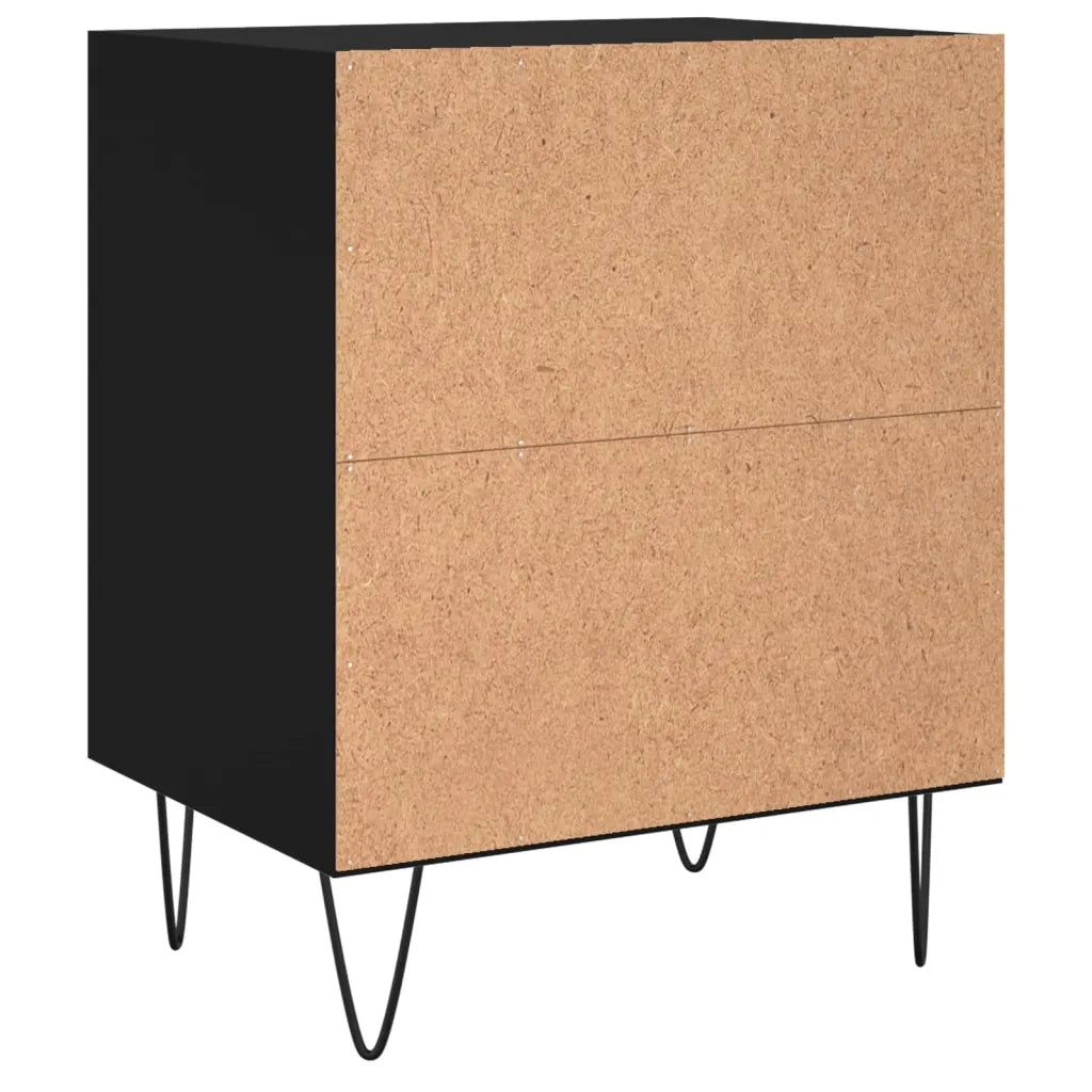 Set di 2 Comodini | Armadio da Notte | Mobiletto da notte Neri 40x30x50 cm in Legno Multistrato